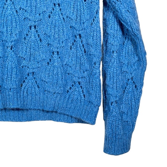 ELSAMANDA by ANTHROPOLOGIE Italian Mohair Lapis Blue Open Knit Pullover - Picture 3 of 8